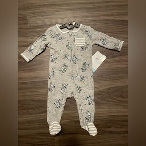 Disney Baby Gray and White Kids One Piece with Stitch Print size 0/3M-NWT